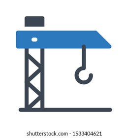 crane glyph color vector icon