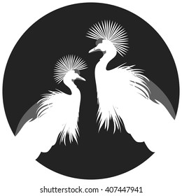 Crane, graphic style, hand drawn, black and white isolated vector illustration