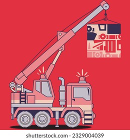CRANE GRAPHICS ON PINK BACKGROUND DESIGN ILLUSTRATION.