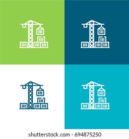 Crane green and blue material color minimal icon or logo design