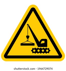 crane, handling of loads,  black vector icon, yellow label