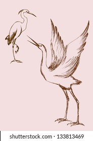 crane and heron