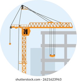 Guindaste e arranha-céus, gráfico circular em construção de edifícios de negócios