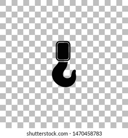 Crane hook. Black flat icon on a transparent background. Pictogram for your project