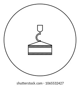 Crane hook black icon in circle outline