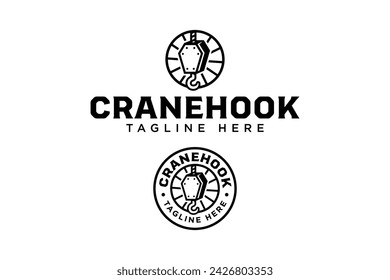 crane hook with circle badge logo design for industry company business