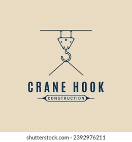 crane hook construction line art logo minimalist vector illustration design