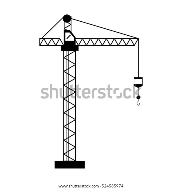 Crane Hook Construction Machine Pictogram Stock Vector (Royalty Free ...