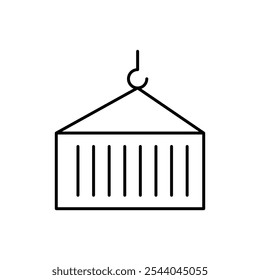 Crane hook with container icon, vector flat simple linear illustration for web and app..eps
