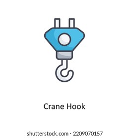 Crane Hook Filled OutlineVector Icon Design illustration on White background. EPS 10 File