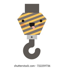 crane hook flat icon colorful kawaii silhouette vector illustration