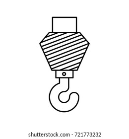 crane hook flat icon monochrome silhouette vector illustration