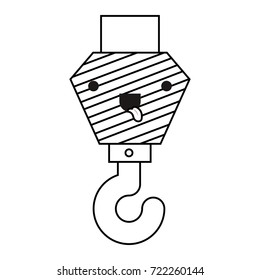 crane hook flat icon monochrome kawaii silhouette vector illustration