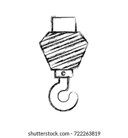 crane hook flat icon monochrome blurred silhouette vector illustration