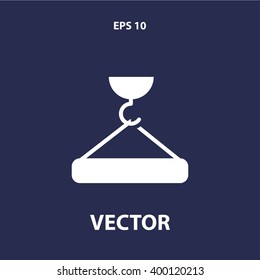 crane hook holding concrete slab icon. vector eps10 icon
