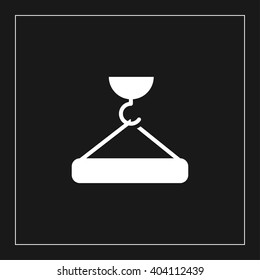 crane hook holding concrete slab icon. construction vector illustration