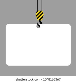 crane hook holding empty space banner under constructions