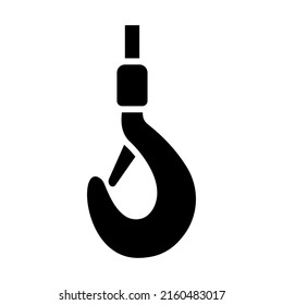 Crane hook icon. Black silhouette. Front side view. Vector simple flat graphic illustration. Isolated object on a white background. Isolate.