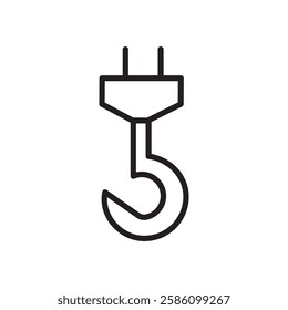 Crane hook icon black and white vector outline sign