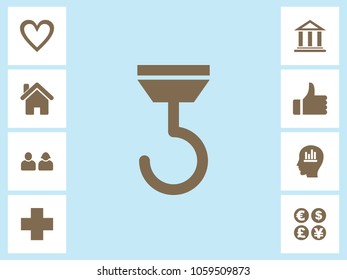 Crane Hook Icon With Bonus Icons. Eps-10.