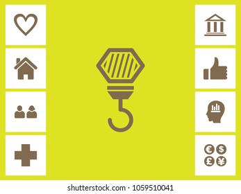 Crane Hook Icon With Bonus Icons. Eps-10.