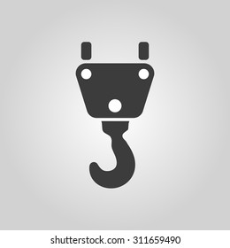 The crane hook icon. Building and lifting symbol. Flat Vector illustration