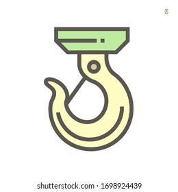 Crane hook icon also called lifting hook. That is a lifting equipment using for heavy industrial such as construction, transportation, erection, production, manufacturing etc. 64x64 pixel icon.
