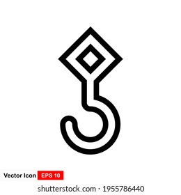 Crane hook icon design. Crane hook icon in trendy outline style design. Vector illustration.