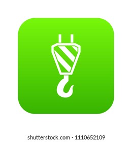Crane hook icon digital green for any design isolated on white vector illustration