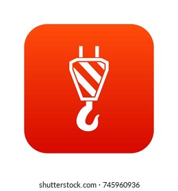 Crane hook icon digital red for any design isolated on white vector illustration