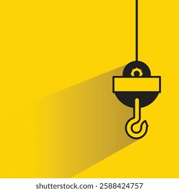 crane hook icon with drop shadow on yellow background