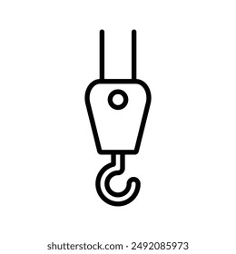 Crane hook icon linear logo mark in black and white