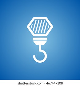 Crane Hook Icon on blue color.