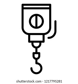 Crane hook icon. Outline illustration of crane hook vector icon for web design isolated on white background