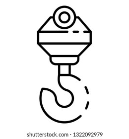 Crane hook icon. Outline crane hook vector icon for web design isolated on white background
