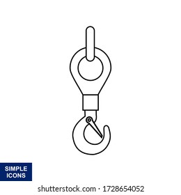 Crane hook icon. Outline crane hook vector icon for isolated web design on a white background.