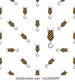 Crane Hook Icon Seamless Pattern, Tow Hook Vector Art Illustration