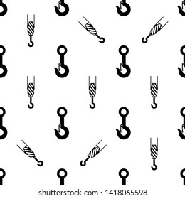 Crane Hook Icon Seamless Pattern, Tow Hook Vector Art Illustration