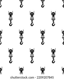 Crane Hook Icon Seamless Pattern, Tow Hook, Lifting Hook With A Safety Latch Vector Art Illustration