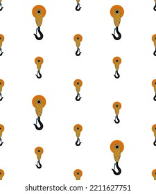 Crane Hook Icon Seamless Pattern, Tow Hook, Lifting Hook With A Safety Latch Vector Art Illustration