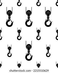 Crane Hook Icon Seamless Pattern, Tow Hook, Lifting Hook With A Safety Latch Vector Art Illustration