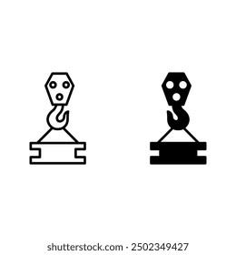 Crane and hook icon set design template vector color editable