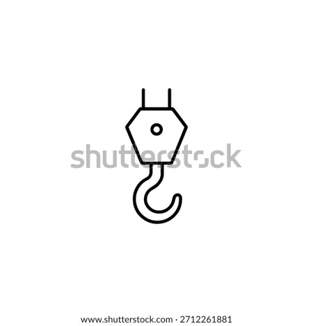 Crane Hook Icon – Thin Line Industrial Lifting Symbol with Dual Suspension Lines