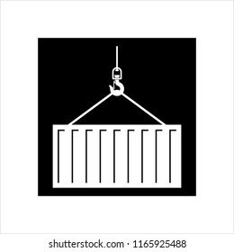 Crane Hook Icon, Tow Hook, Holding Container Vector Art Illustration