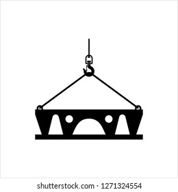 Crane Hook Icon, Tow Hook, Holding Concrete Slab Vector Art Illustration