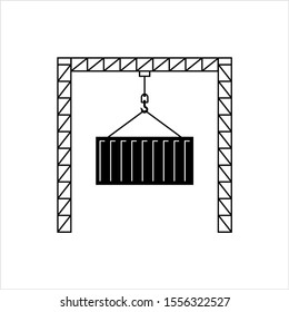 Icono de gancho de grúa, gancho de remolque, ilustración de arte del vector del contenedor