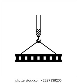 Crane Hook Icon, Tow Hook, Holding Concrete Slab Vector Art Illustration