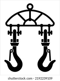 Crane Hook Icon, Tow Hook, Lifting Hook With A Safety Latch Vector Art Illustration