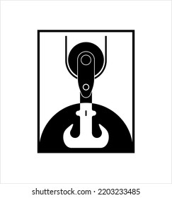 Crane Hook Icon, Tow Hook, Lifting Hook With A Safety Latch Vector Art Illustration