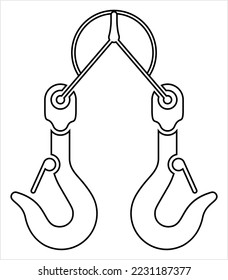 Crane Hook Icon, Tow Hook, Lifting Hook With A Safety Latch Vector Art Illustration